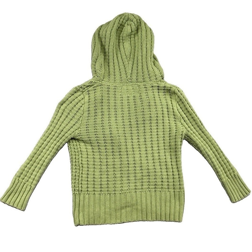 Aeropostale Green Knit Hooded Button Front Sweater Sz M Cropped Y2K Preppy - Picture 2 of 7